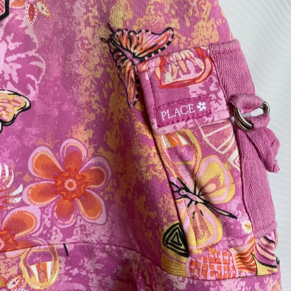 The Children's Place Girls Skirt Skort Size 6X/7 Ruffle Butterflies Flowers Pink